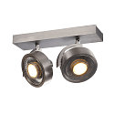 SLV Wand- und Deckenleuchte KALU CW DOUBLE QPAR111, 2x GU10 max. 75W, kardanisch, alu geb�rstet