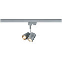 3-Phasen Strahler BIMA 2, 2-flammig, 2x GU10 max. 50W, inkl. Adapter, Silbergrau