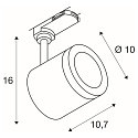 SLV LED 3-Phasen Strahler ENOLA C TRACK, 11W 3000K 1040lm 55�, kardanisch, schaltbar, inkl. Adapter, wei�