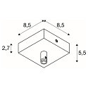SLV Zubeh�r f�r LED Pendelleuchte GLENOS - Deckenrosette, 8.5 x 8.5 x 2,7cm, mit Zugentlastung, Silbergrau