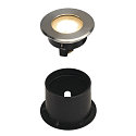 SLV Outdoor LED Bodeneinbaustrahler DASAR� FLAT 80, IP67 IK08, 230V, 7W 3000K 520lm 125�, Edelstahl geb�rstet, begehbar