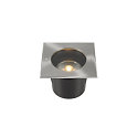 SLV Outdoor Bodeneinbaustrahler DASAR� 215, IP67 / IP65 IK08, GU10 QPAR111 max. 75W, Edelstahlblende 316, begehbar, Eckig