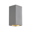 Au�enwandleuchte BIG THEO UP/DOWN, eckig, IP44 IK02, 2x GU10 QPAR111 max. 75W, silbergrau