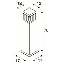 SLV Outdoor Stehleuchte ARROCK GRANITE 70, IP44 IK02, E27 T38, offenes Kabel, Granit salt & pepper / Edelstahl 304, 70cm
