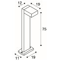 SLV Outdoor Stehleuchte QUADRASYL 75, IP44, 75cm, GX53 TCR-TSE max. 11W, Aluminium, silbergrau