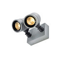 SLV Au�enstrahler MYRA DOUBLE, IP55, 2-flammig, 2x GU10 max. 50W, dreh- und neigbar, Silbergrau