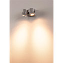 SLV Au�enstrahler MYRA DOUBLE, IP55, 2-flammig, 2x GU10 max. 50W, dreh- und neigbar, Silbergrau