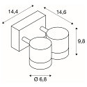 SLV Au�enstrahler MYRA DOUBLE, IP55, 2-flammig, 2x GU10 max. 50W, dreh- und neigbar, Silbergrau