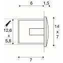 SLV LED Wand-Einbauleuchte DOWNUNDER OUT M, IP55, 14 x 7cm, 230V AC / sek. 300mA, asymmetrisch, 4W 3000K 85lm, anthrazit