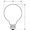 RADIUM LED Filament Gobelampe STAR G120 / 100 DM 927, E27, � 12cm, 11W 2700K 1521lm 330�, dimmbar, Glas matt