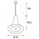 SLV Premium LED Pendant luminaire BATO 45 PD, Ø 45cm, 30W 2500K 1900lm 100°, TRIAC dimmable, black