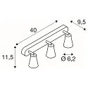 SLV Wall and Ceiling luminaire AVO TRIPLE, 3 flame, black, GU10 QPAR51, max. 3x 50W