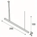 SLV Premium-LED Pendelleuchte Q-LINE PD, 200cm, für BAP, 85W, TRIAC dimmbar, Schwarz, 3000K 4200lm