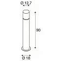 SLV Pollerleuchte ROX ACRYL, IP65 IK02, zylindrisch, E27 max. 20W, Edelstahl 304 / Diffusor opalweiß, offenes Kabel, 90cm