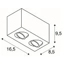 SLV LED Ceiling luminaire TRILEDO Double, 16W 3000K 1340lm 38°, 30° separately swiveling, black