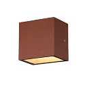 SLV LED Outdoor Wall luminaire SITRA CUBE WL, UP/DOWN, IP44 IK05, 10W 3000K, 2x 560lm 90°, rust-colored