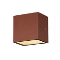 SLV LED Outdoor Wall luminaire SITRA CUBE WL, UP/DOWN, IP44 IK05, 10W 3000K, 2x 560lm 90°, rust-colored