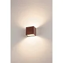 SLV LED Outdoor Wall luminaire SITRA CUBE WL, UP/DOWN, IP44 IK05, 10W 3000K, 2x 560lm 90°, rust-colored