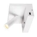 SLV Premium-LED Wandleuchte KARPO BEDSIDE, 6.6W 3000K 390lm 36°, dimmbar, mit 2 USB-Anschlüssen, Weiß