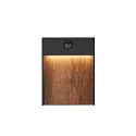 SLV LED Außenwandleuchte FLATT SENSOR, IP54 IK03, eckig, mit Sensoren, 13W 3000/4000K (CCT Switch), anthrazit / Holz braun