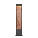 SLV Outdoor LED Stehleuchte FLATT POLE, IP65 IK03, eckig, 100cm, 10W 3000/4000K (CCT Switch), offenes Kabelende, anthrazit / braun