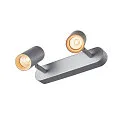 SLV LED Wand- und Deckenstrahler NOBLO® II, 2-flammig, 12W 2700K 1200lm 36°, CRi>80, verstellbar, dimmbar, silbergrau