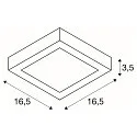 LED Wall / Ceiling luminaire SENSER 18 CW, square, 880lm, IP20, white, 12W, 3000K