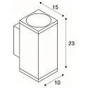 SLV Premium-LED Outdoor Wandleuchte ENOLA SQUARE UP/DOWN CCT, IP65 IK02, Größe M, 19W 3000/4000K 1480/1680lm 38°, CRi>90