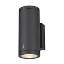 SLV LED Outdoor Wall luminaire ENOLA ROUND UP/DOWN CCT, IP65 IK06, M-size, 19W 3000/4000K 740/840lm 38°, CRi>90, anthracite