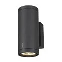 SLV LED Outdoor Wall luminaire ENOLA ROUND UP/DOWN CCT, IP65 IK06, M-size, 19W 3000/4000K 740/840lm 38°, CRi>90, anthracite