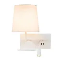 LED Wall luminaire SOMNILA FLEX Indoor, E27, mit LED Spot 65lm, 3000K, white, incl. USB port, Spot left