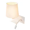 LED Wall luminaire SOMNILA FLEX Indoor, E27, mit LED Spot 65lm, 3000K, white, incl. USB port, Spot left