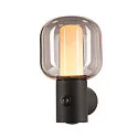 SLV LED Außenleuchte OVALISK WL LED Wandleuchte mit Sensor, CCT switch, 3000/4000K, 560/600lm, IP65, anthrazit