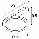 1-Phasen LED Strahler PANEL TRACK, Rund, Ø 20cm, 230V / 450mA, 18W 3000K 1800lm, CRi >90, Schwarz