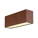 SLV LED Außenwandleuchte SITRA L, UP/DOWN, IP65 IK03, 24W 3000/4000K (CCT Switch) 2800lm 2x105°, rostfarben