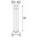 SLV Outdoor Stehleuchte GRAFIT, IP44, eckig, E27, anthrazit / Diffusor in Rauchglas-Optik, satiniert, 90cm