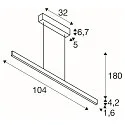 SLV LED Pendelleuchte ONE LINEAR 100 PHASE UP/DOWN, 104cm,600mA, 24W 2700/3000K 1280lm, CRi >90, dimmbar, messing
