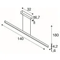 SLV LED Pendelleuchte ONE LINEAR 140 PHASE UP/DOWN, 140cm, 900mA, 35W 2700/3000K 2855lm, CRi >90, dimmbar, schwarz