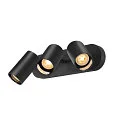wall and ceiling luminaire ASTO TUBE CW TRIPLE 3 flames, long, cardanic swivelling GU10 IP20, black dimmable