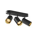 wall and ceiling luminaire ASTO TUBE CW TRIPLE 3 flames, long, cardanic swivelling GU10 IP20, black dimmable