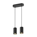 pendant luminaire ASTO TUBE 2 flames, rigid, long GU10 IP20, black dimmable