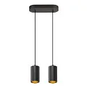 pendant luminaire ASTO TUBE 2 flames, rigid, long GU10 IP20, black dimmable