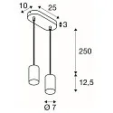 pendant luminaire ASTO TUBE 2 flames, rigid, long GU10 IP20, black dimmable