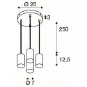 pendant luminaire ASTO TUBE 4 flames, round, rigid GU10 IP20, black dimmable