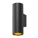 wall luminaire ASTO TUBE up / down, 2 flames, cylindrical, rigid GU10 IP20, black dimmable