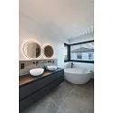 SLV mirror with lighting TRUKKO 60 IP44, black, transparent dimmable