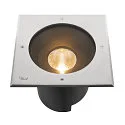 SLV floor recessed luminaire DASAR® XL square, swivelling, DALI controllable, passable IP65 / IP67, stainless steel dimmable