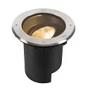SLV floor recessed luminaire DASAR® L round, swivelling, DALI controllable, passable IP65 / IP67, stainless steel dimmable