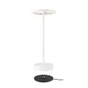 LED Akku-Tischleuchte VINOLINA ONE, IP54, Ø 14cm Ringform, 2.5W 2700K 125lm, Touch-Dimmer + Ladestation, weiß