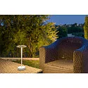LED Akku-Tischleuchte VINOLINA ONE, IP54, Ø 14cm Ringform, 2.5W 2700K 125lm, Touch-Dimmer + Ladestation, weiß
